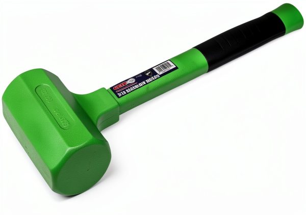 Deadblow Hammer Grip 3 lb Green/Black Steel Shot Head Rubber Handle-0