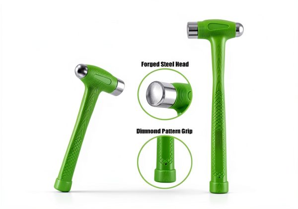GRIP 3 pc Deadblow Multi-Purpose Hammer Set - 12 oz Brass Hammer, 1 lb Ball Peen Hammer, 1/2 lb Deadblow Mallet - Metal Shaping - Home, Garage, Workshop-4