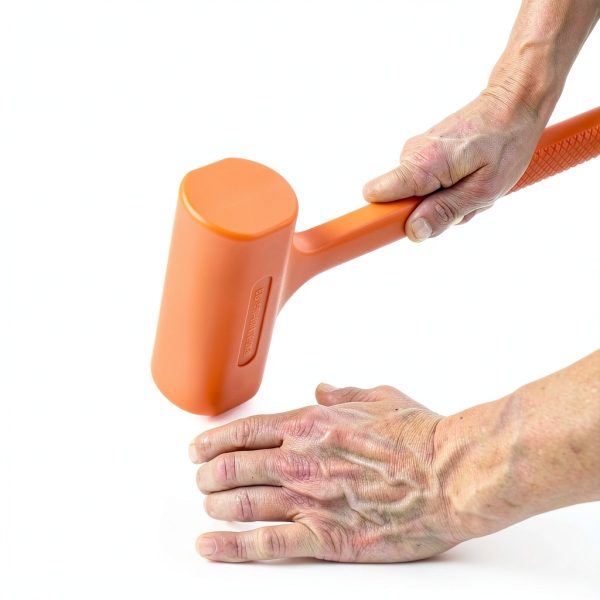 MAXPOWER Dead Blow Hammer, 5 LB dead Blow Mallet with Checkered Grip Handle, Spark and Rebound Resistant - Orange-5