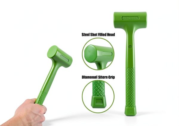GRIP 3 pc Deadblow Multi-Purpose Hammer Set - 12 oz Brass Hammer, 1 lb Ball Peen Hammer, 1/2 lb Deadblow Mallet - Metal Shaping - Home, Garage, Workshop-3
